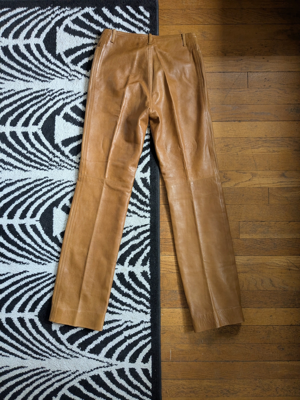 1990s Plein Sud Tan Leather Straight Leg Trousers - Picture 5 of 9